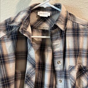 Lovers + Friends Black and Tan Plaid Top